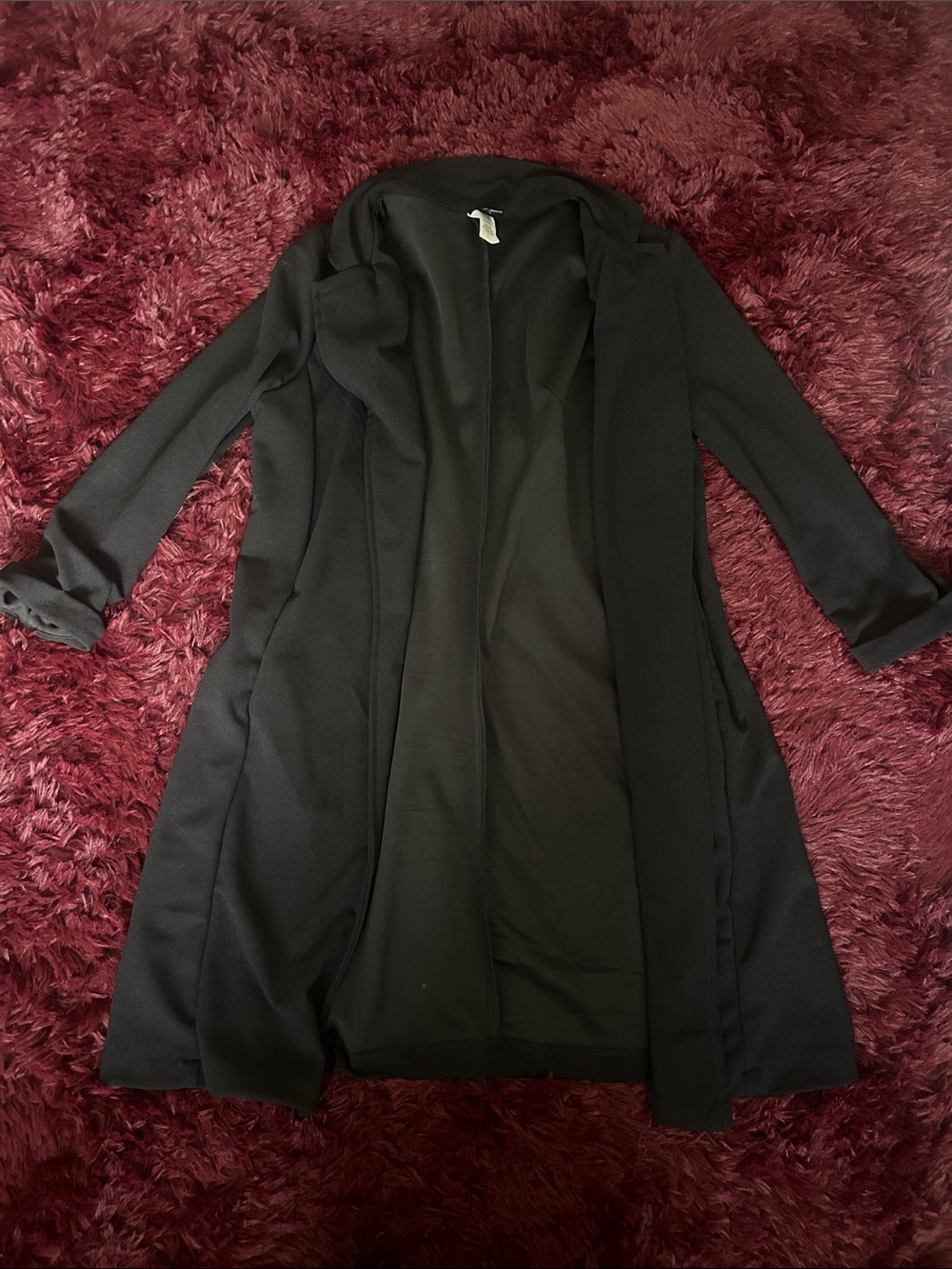 Women's Black Longline Blazer - Classic Draped Layer